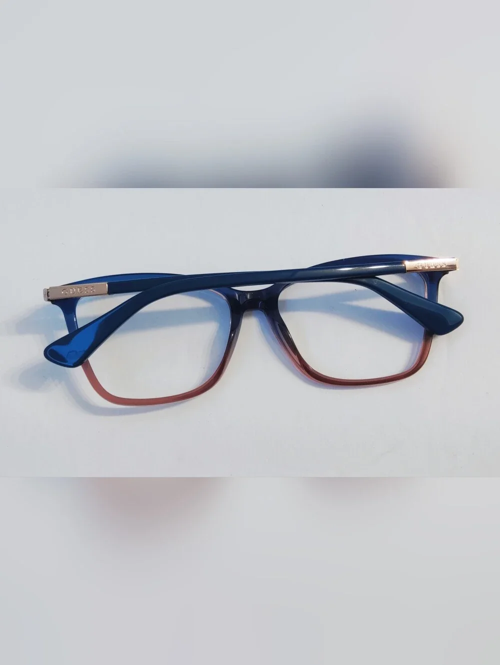 Guess Blue to Brown Gradient Square Women's Eyeglasses Frame. Pre-owned.